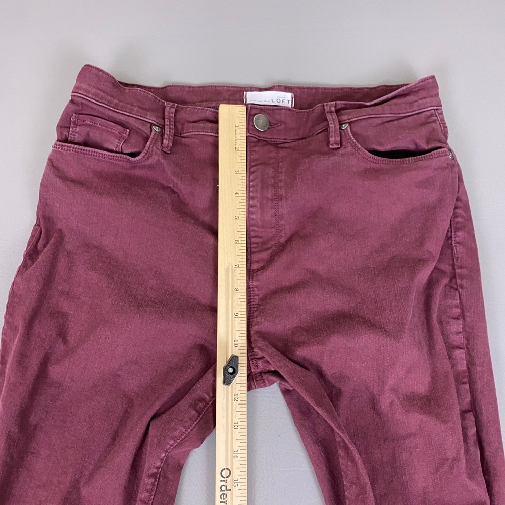 LOFT Skinny Ankle Pants Womens 30 10 Modern High Waist Burgundy Wine Red Stretch - Picture 7 of 12